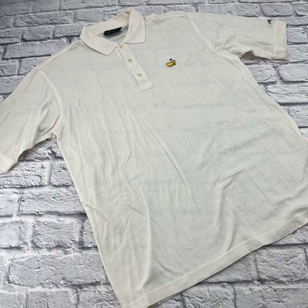 Masters Collection Men Large White Mercerized Cotton Golf Polo Short Sleeve